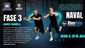 Gimnasio Naval habilita Fase 3 para Familiares Directos y Cargas Acreditadas